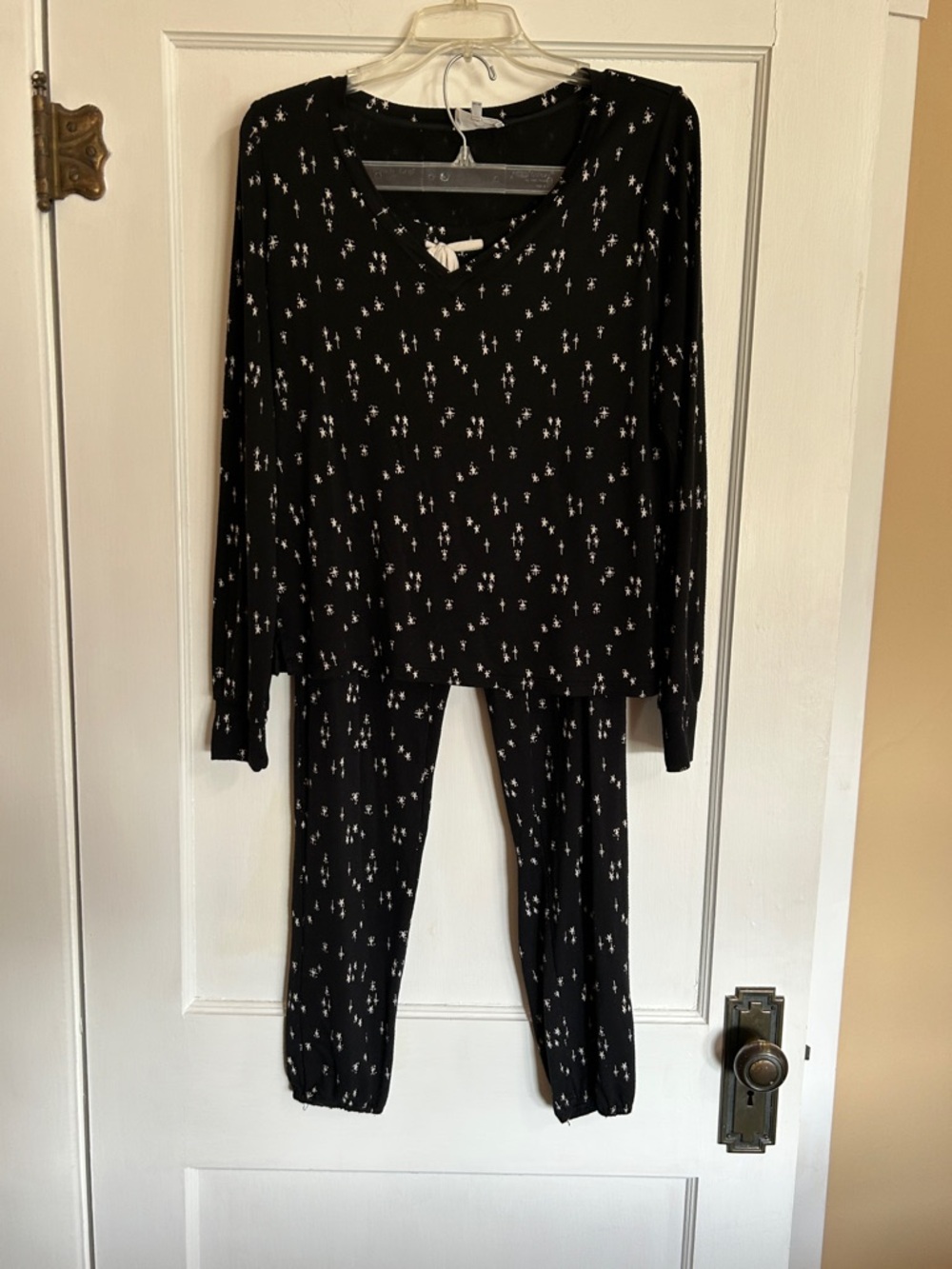 Soma Black Pajama Set with White Star Motif - Small.